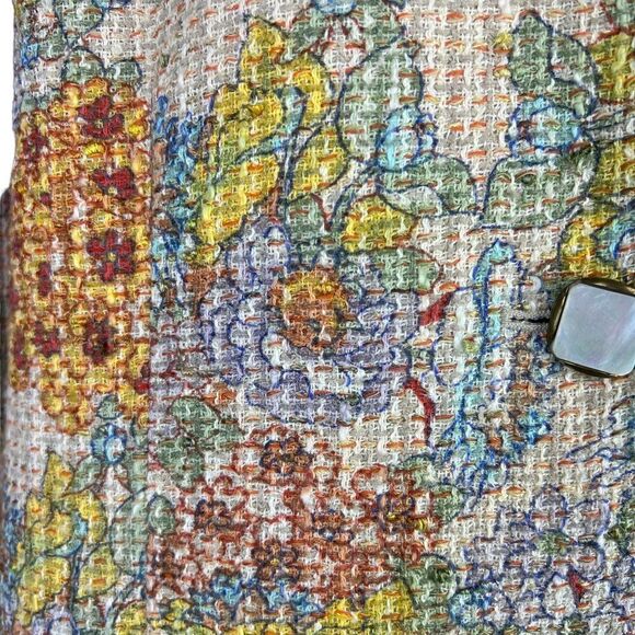 Marina Rinaldi Woven Tweeded Floral Blazer Jacket  Sz IT 25, US 16 Large - Picture 3 of 15